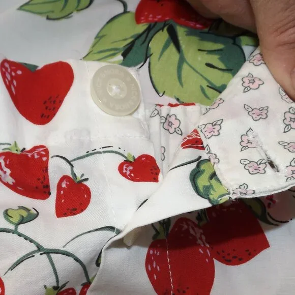 new NICK & NORA For Target Pajama Bottoms, M, Strawberry print, Pockets, Buttons - Picture 13 of 16